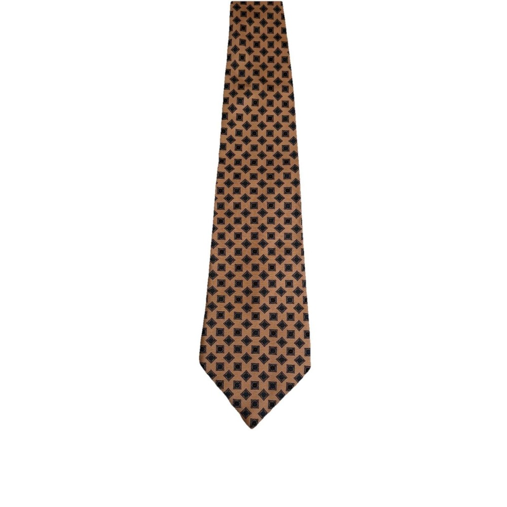 Oscar de la Renta Necktie Mens OS Peach Geometric‎ Silk Excellent Couture Tie